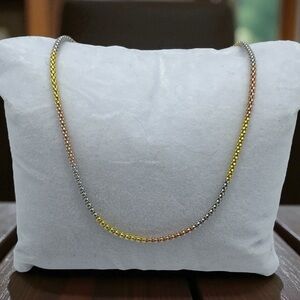 Sterling Silver 10” Anklet Bracelet Tri Color‎ Gold Rose .925 Italy Ankle